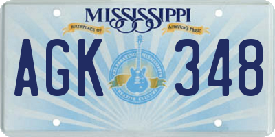 MS license plate AGK348