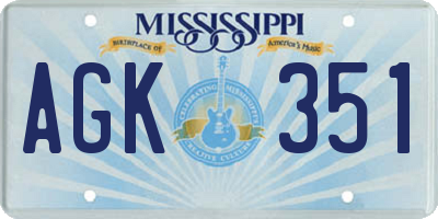 MS license plate AGK351