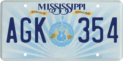 MS license plate AGK354