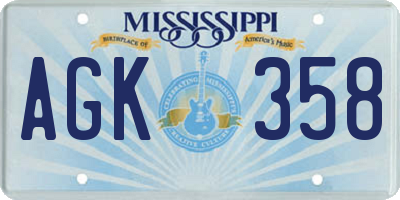 MS license plate AGK358