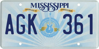 MS license plate AGK361