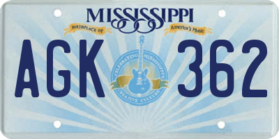 MS license plate AGK362