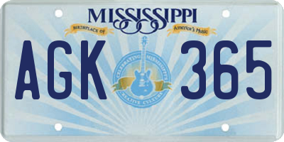 MS license plate AGK365