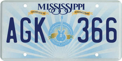 MS license plate AGK366
