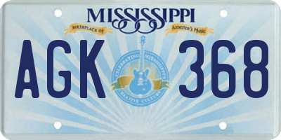 MS license plate AGK368