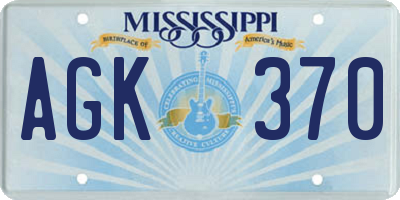 MS license plate AGK370