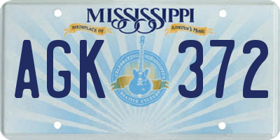 MS license plate AGK372