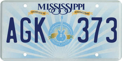 MS license plate AGK373