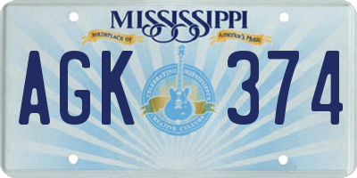 MS license plate AGK374