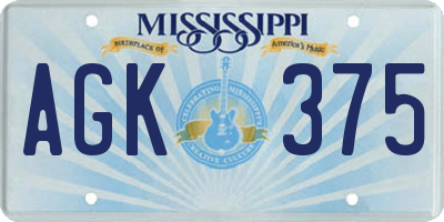 MS license plate AGK375
