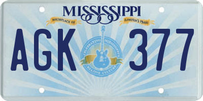 MS license plate AGK377