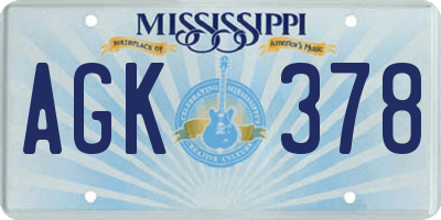 MS license plate AGK378