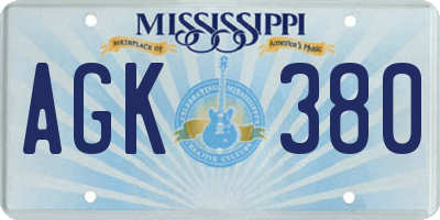 MS license plate AGK380