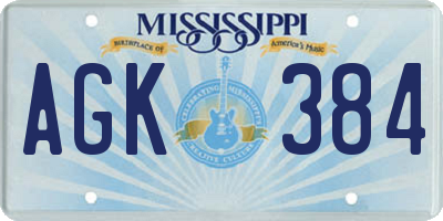 MS license plate AGK384