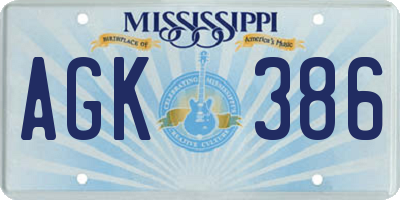 MS license plate AGK386
