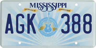 MS license plate AGK388