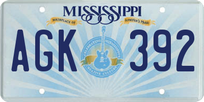 MS license plate AGK392