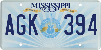 MS license plate AGK394