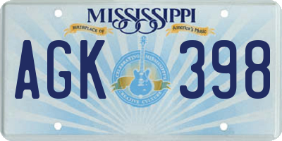 MS license plate AGK398