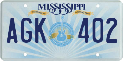 MS license plate AGK402