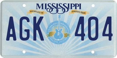 MS license plate AGK404