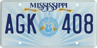 MS license plate AGK408