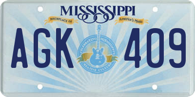 MS license plate AGK409