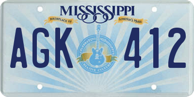 MS license plate AGK412