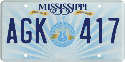 MS license plate AGK417