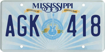 MS license plate AGK418
