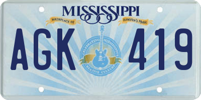 MS license plate AGK419