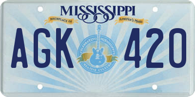 MS license plate AGK420