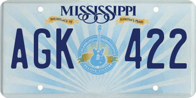 MS license plate AGK422