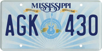 MS license plate AGK430