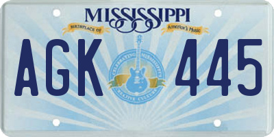 MS license plate AGK445