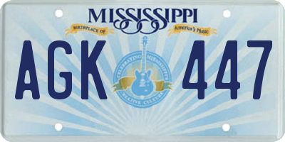 MS license plate AGK447