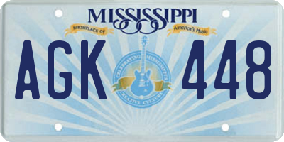 MS license plate AGK448