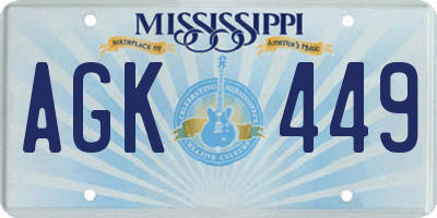 MS license plate AGK449
