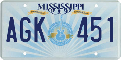MS license plate AGK451