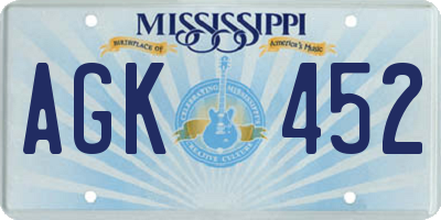 MS license plate AGK452