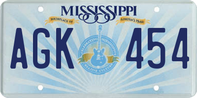 MS license plate AGK454