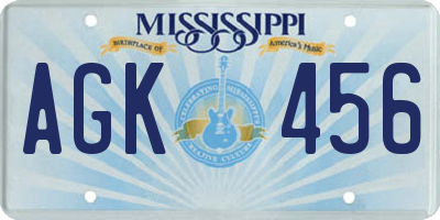 MS license plate AGK456
