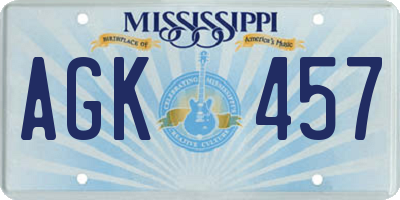 MS license plate AGK457