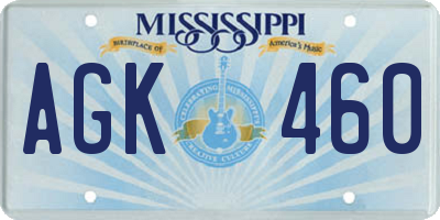 MS license plate AGK460