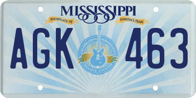 MS license plate AGK463