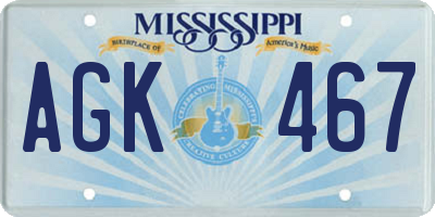 MS license plate AGK467