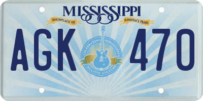 MS license plate AGK470