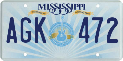 MS license plate AGK472