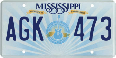 MS license plate AGK473