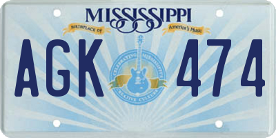 MS license plate AGK474